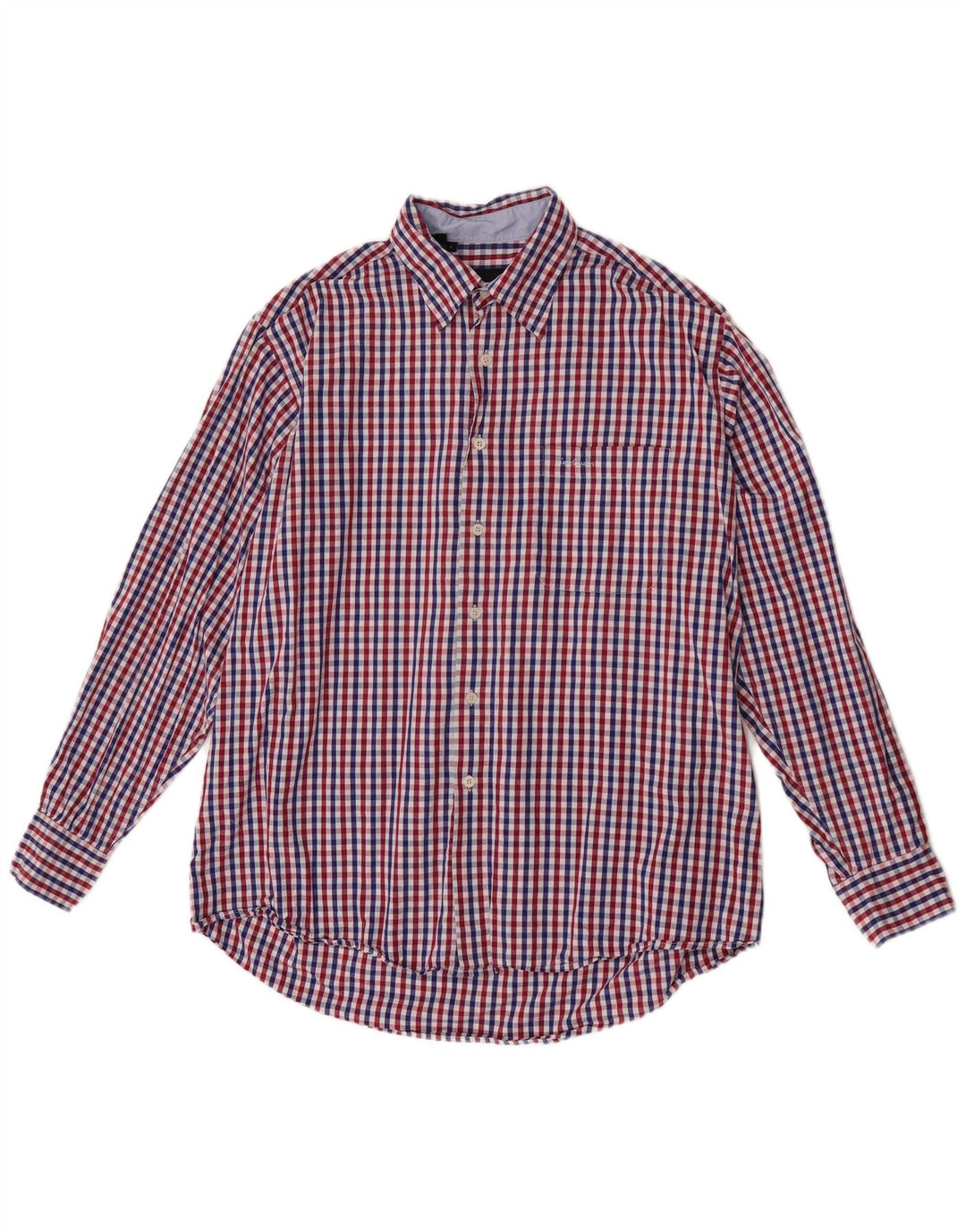 Pierre Cardin Herrenhemd, großes rotes Gingham-Baumwolle