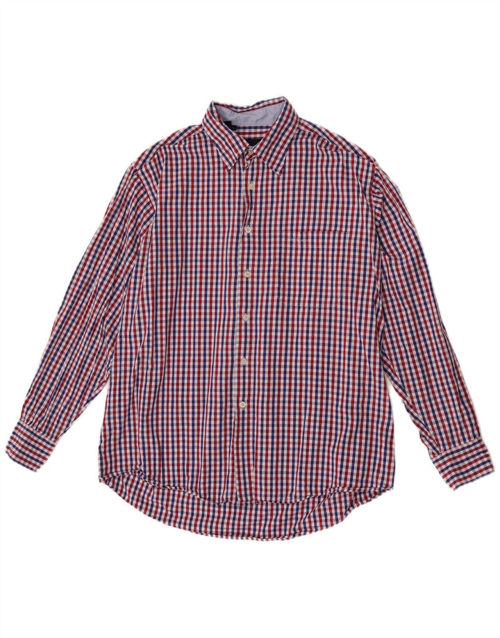Pierre Cardin Herrenhemd, großes rotes Gingham-Baumwolle