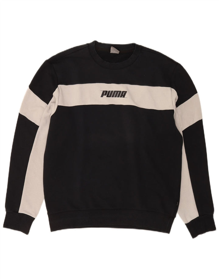 Puma Herren-Sweatshirt-Pullover, mittelschwarz, Colourblock-Baumwolle