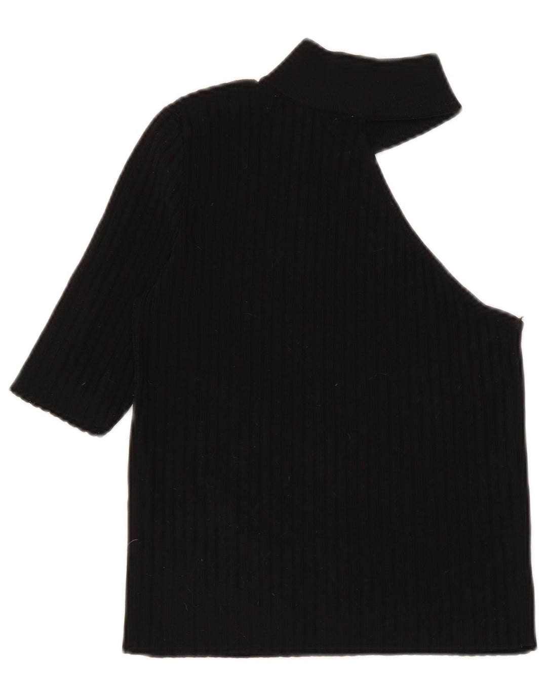Zara Damen Crop One Shoulder Top UK 8 Small Schwarzes Nylon