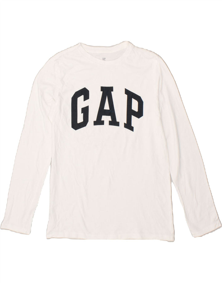 GAP Boys Graphic Top Long Sleeve 10-11 Years XL White Vintage Gap and Second-Hand Gap from Messina Hembry 