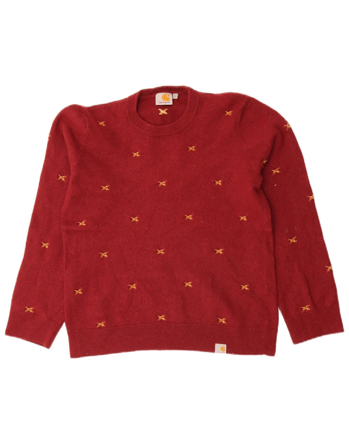 Carhartt Damen Pullover mit abstraktem Muster und Rundhalsausschnitt, Gr. 14, Rot