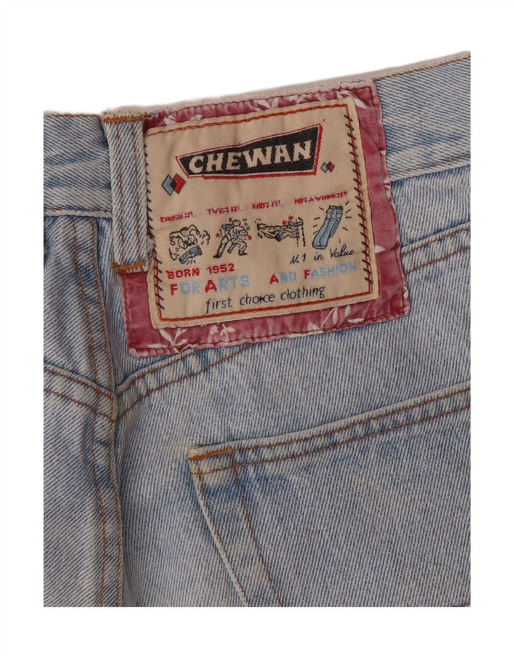 CHEWAN Womens Graphic Straight Jeans W30 L33 Blue Vintage Chewan and Second-Hand Chewan from Messina Hembry 
