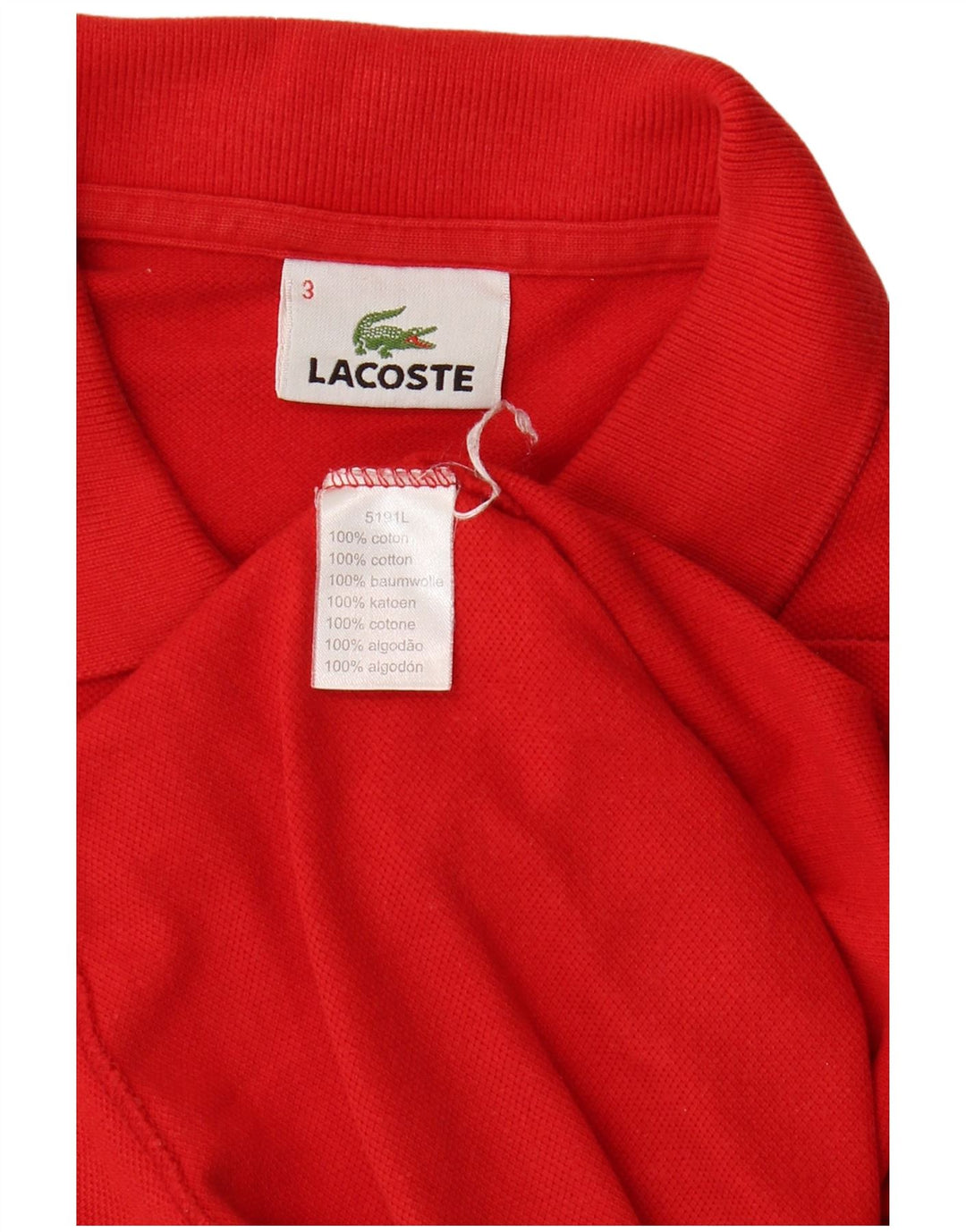 LACOSTE Herren-Poloshirt, Größe 3, klein, rote Baumwolle