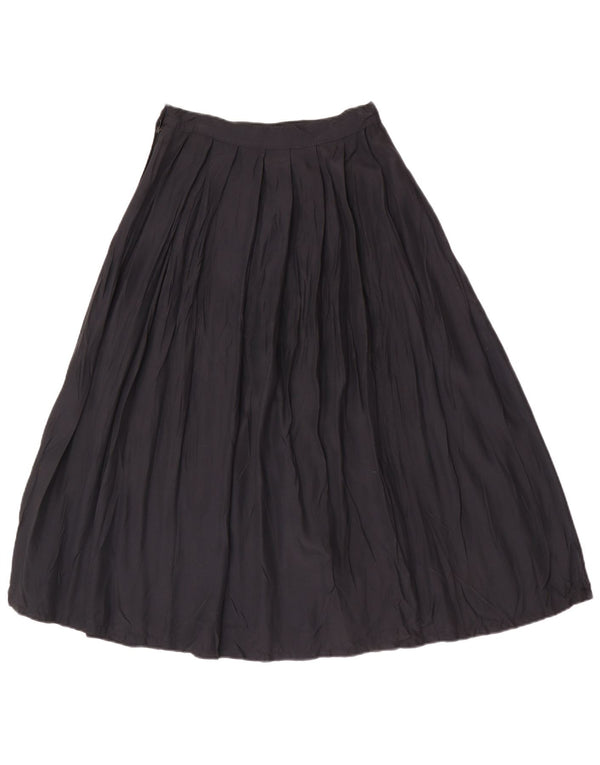 Stefanel Damen-Faltenrock mit hoher Taille, Größe 42, mittelgroß, W26, schwarze Viskose