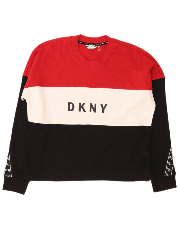 Dkny Womens Graphic Sweatshirt Pullover UK 10 Small Mehrfarbiger Farbblock
