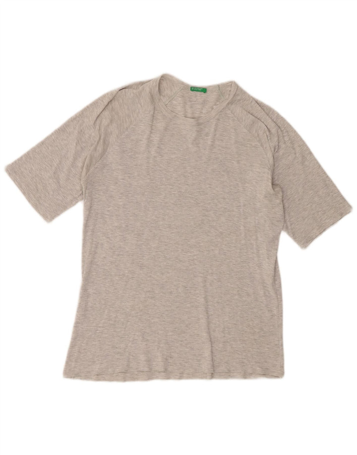 Benetton Damen T-Shirt Top UK 12 Mittelgrau meliert