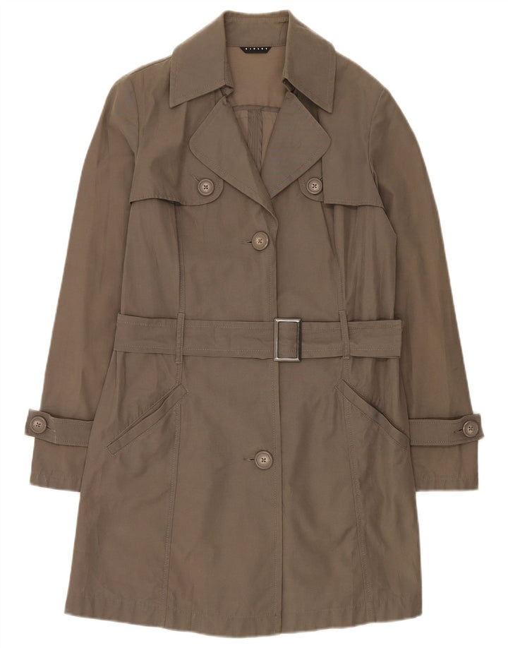 Sisley Damen Trenchcoat IT 42 Medium Khaki Baumwolle