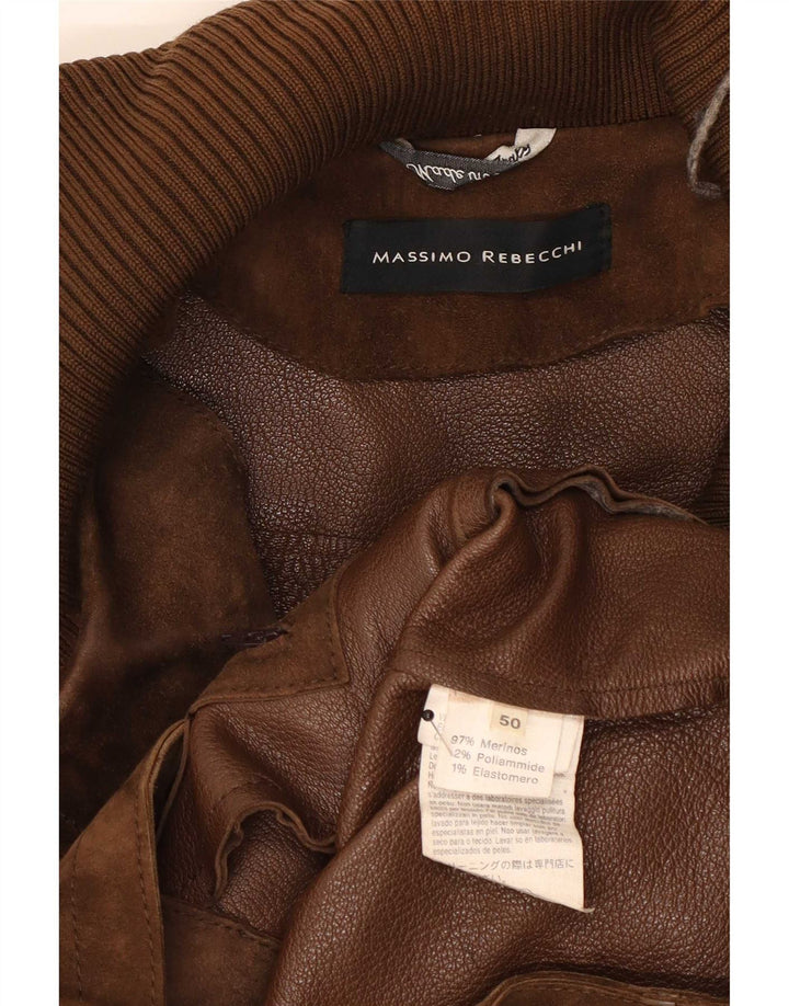 Massimo Rebecchi Herren-Bomberjacke aus Wildleder, IT 50, großes braunes Leder
