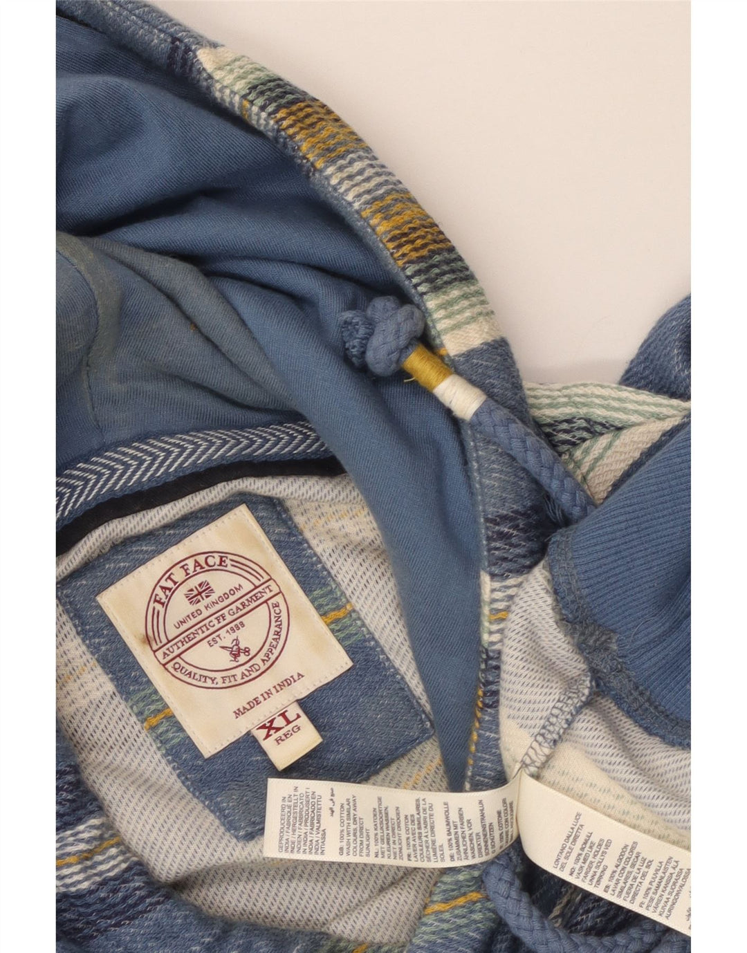 Fat Face Herren-Kapuzenpullover, XL, blau gestreift, Baumwolle