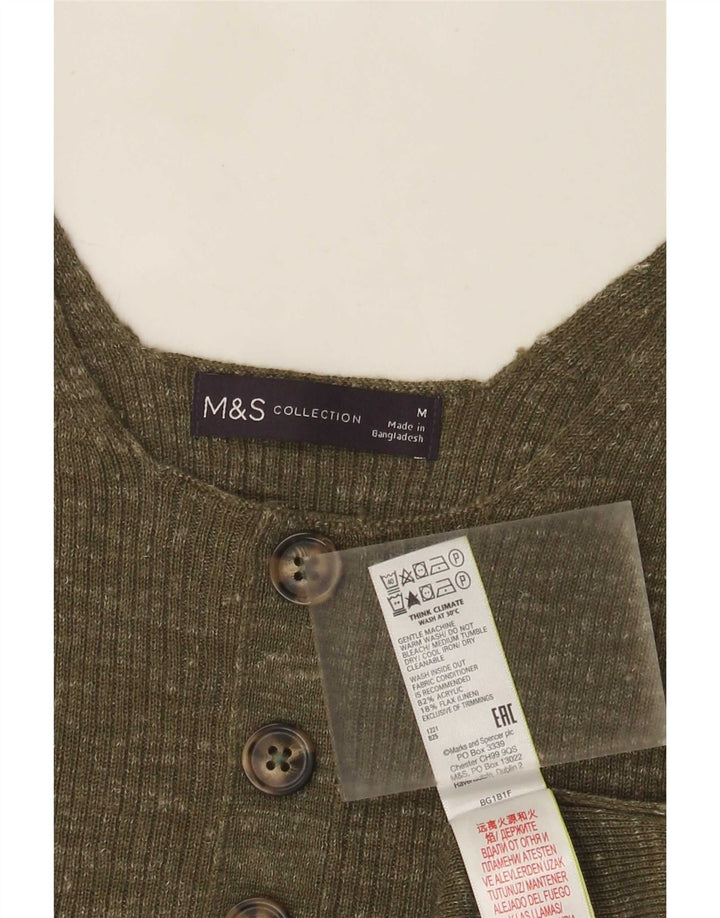 Marks & Spencer Damen Weste Top UK 12 Medium Khaki Geflecktes Acryl