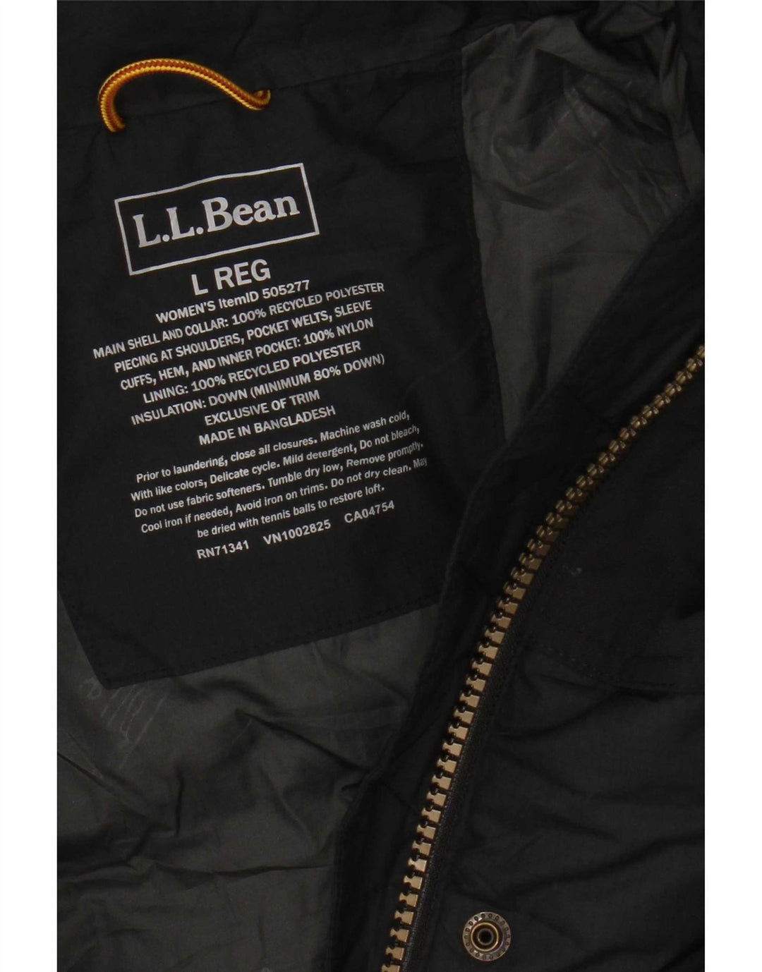 L.L.Bean Wattierte Damenjacke mit Kapuze, UK 16, Größe L, Grau, Polyester