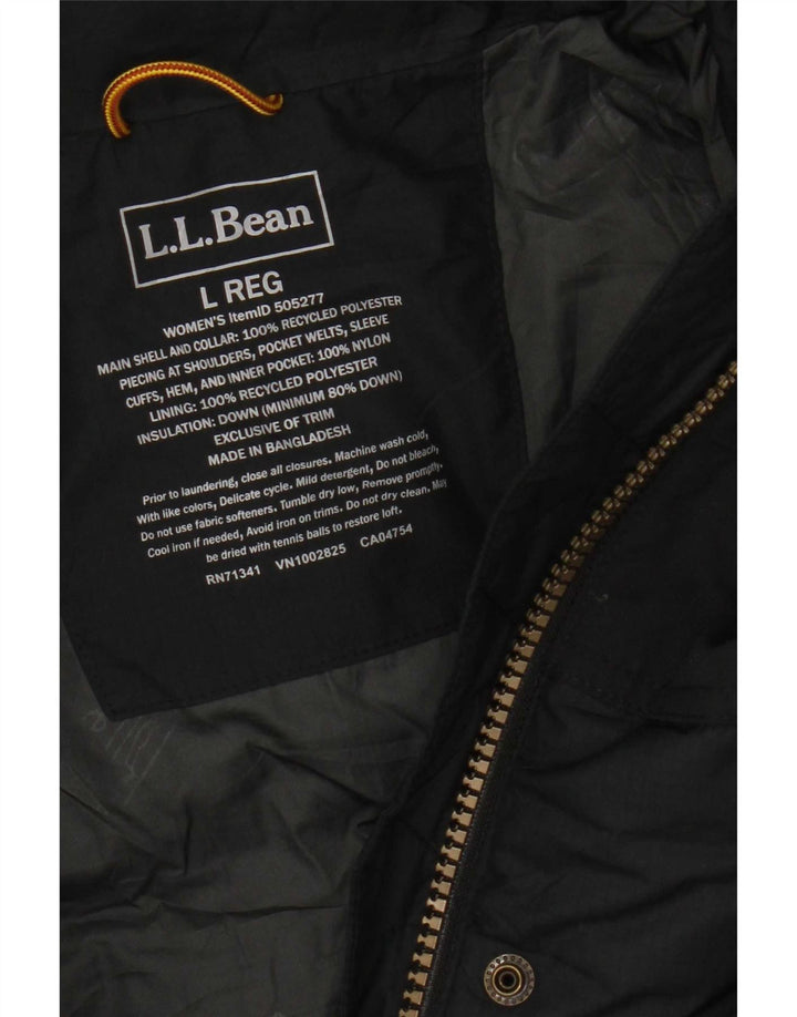 L.L.Bean Wattierte Damenjacke mit Kapuze, UK 16, Größe L, Grau, Polyester