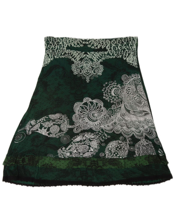 Desigual Damen grafischer A-Linien-Rock, mittelgroß, W28, grüne Paisley-Viskose