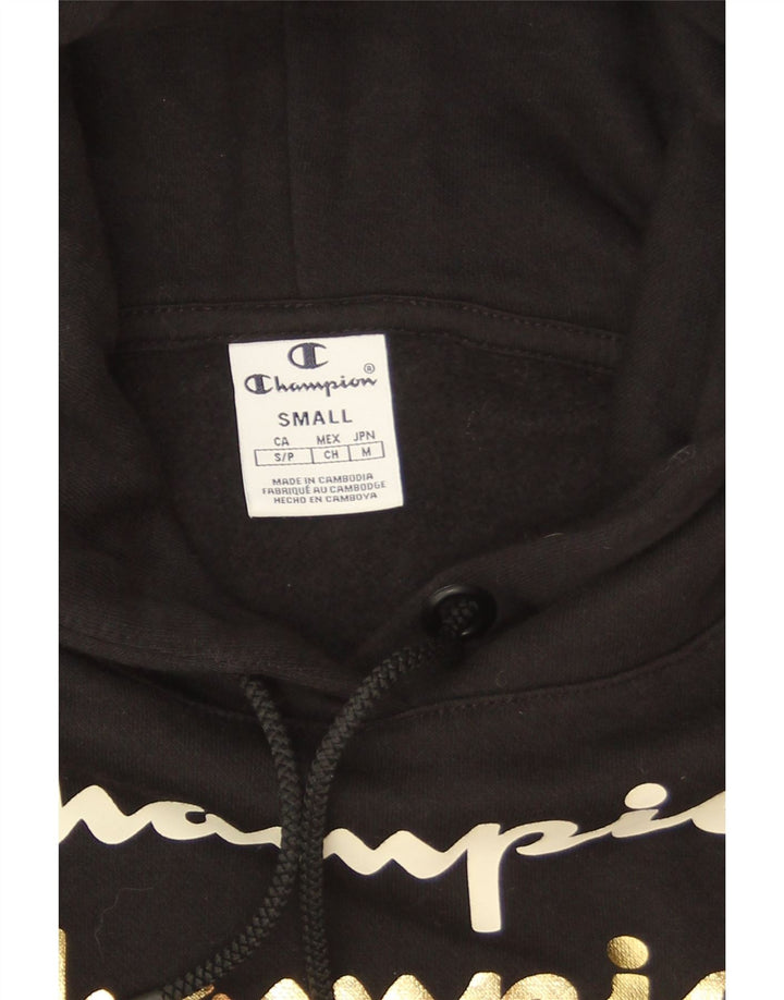 Champion Damen-Pullover mit übergroßem Crop-Grafik-Kapuzenpullover, Gr. 10, Größe S, Schwarz