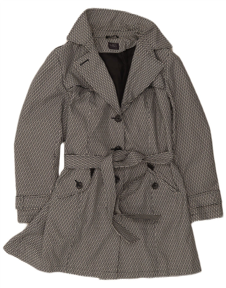 Marks & Spencer Damen Trenchcoat UK 18 XL Schwarzes geometrisches Polyester