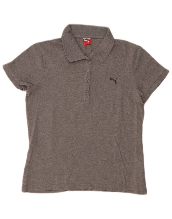 PUMA Damen Poloshirt UK 14 Mittelgraue Baumwolle