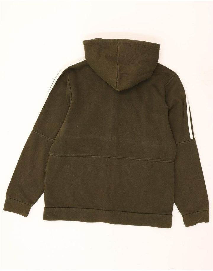 Adidas Herren-Kapuzenpullover mit Reißverschluss, mittlere Khaki-Baumwolle