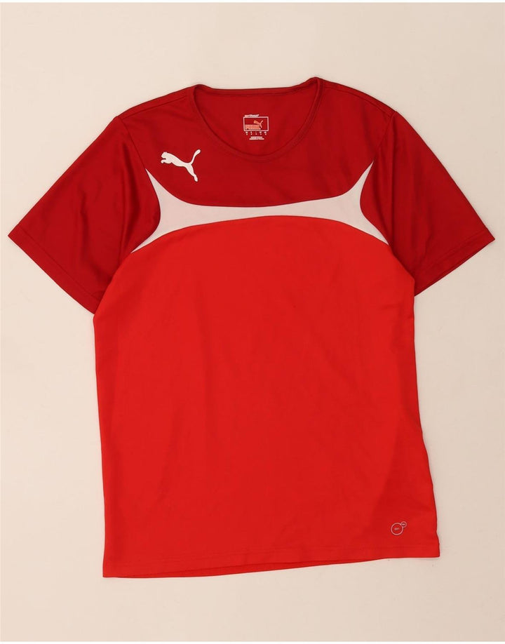 Puma Herren T-Shirt Top Small Rot Colourblock Polyester
