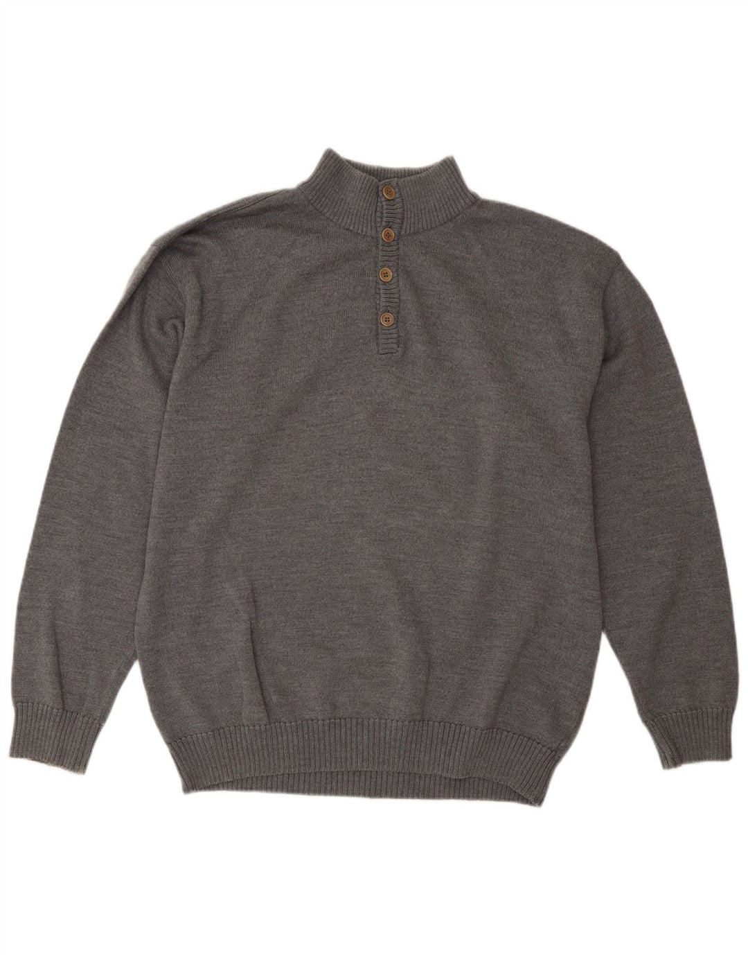 Sea & Sky Herren-Pullover mit Knopfkragen, groß, aus grauer Wolle