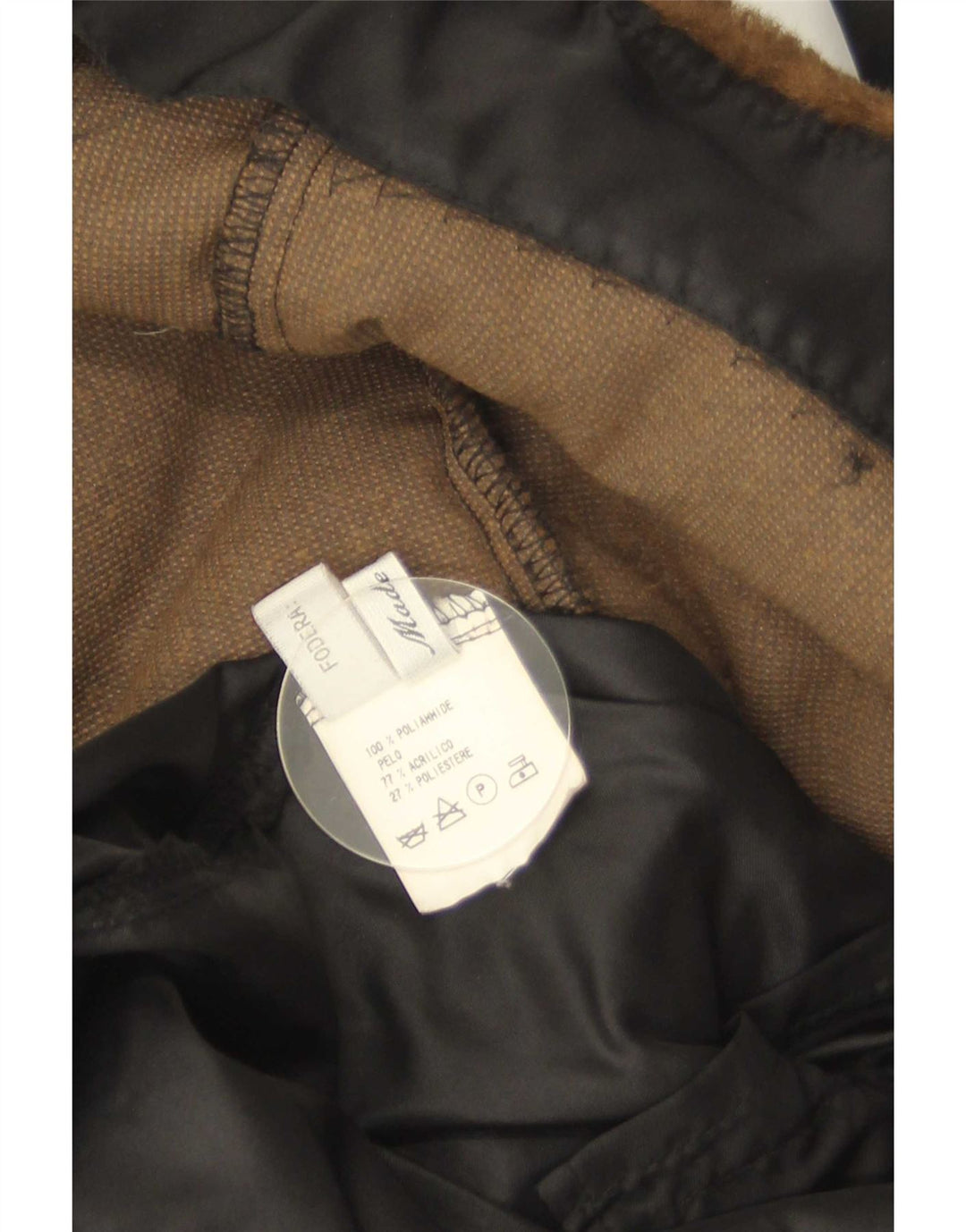 Vintage Damen Sherpa Mantel IT 42 Medium Schwarz Polyamid