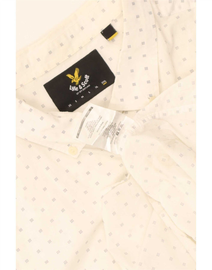 Lyle & Scott Herren Kurzarmhemd 2XL weiß gepunktete Baumwolle