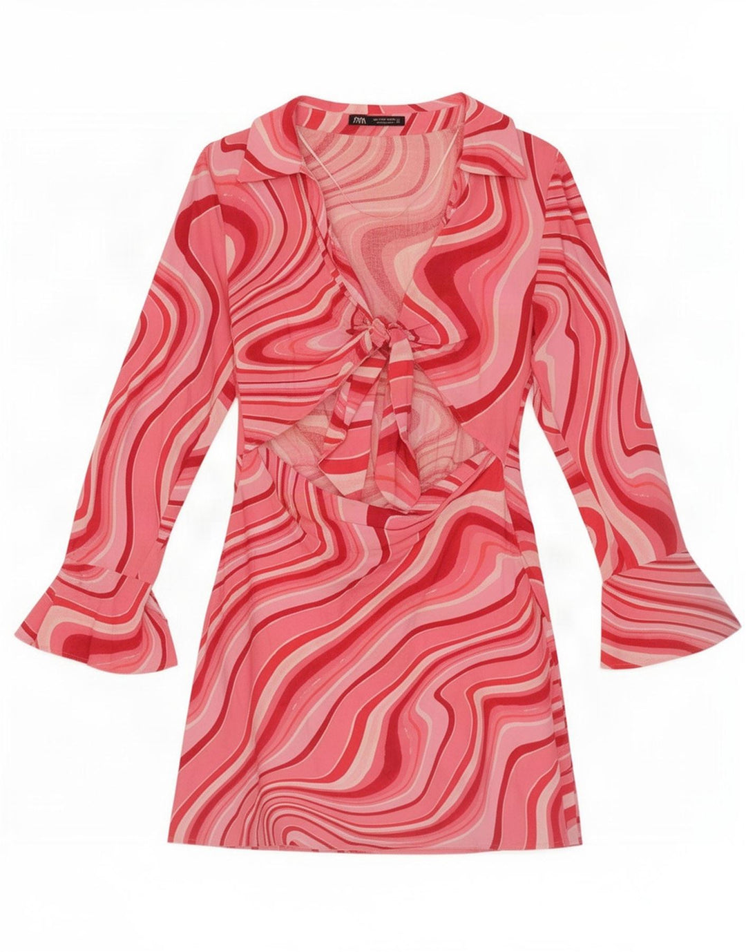 Zara Damen-Etuikleid mit Cut-Out und abstraktem Muster, Gr. 12, Mittelrosa