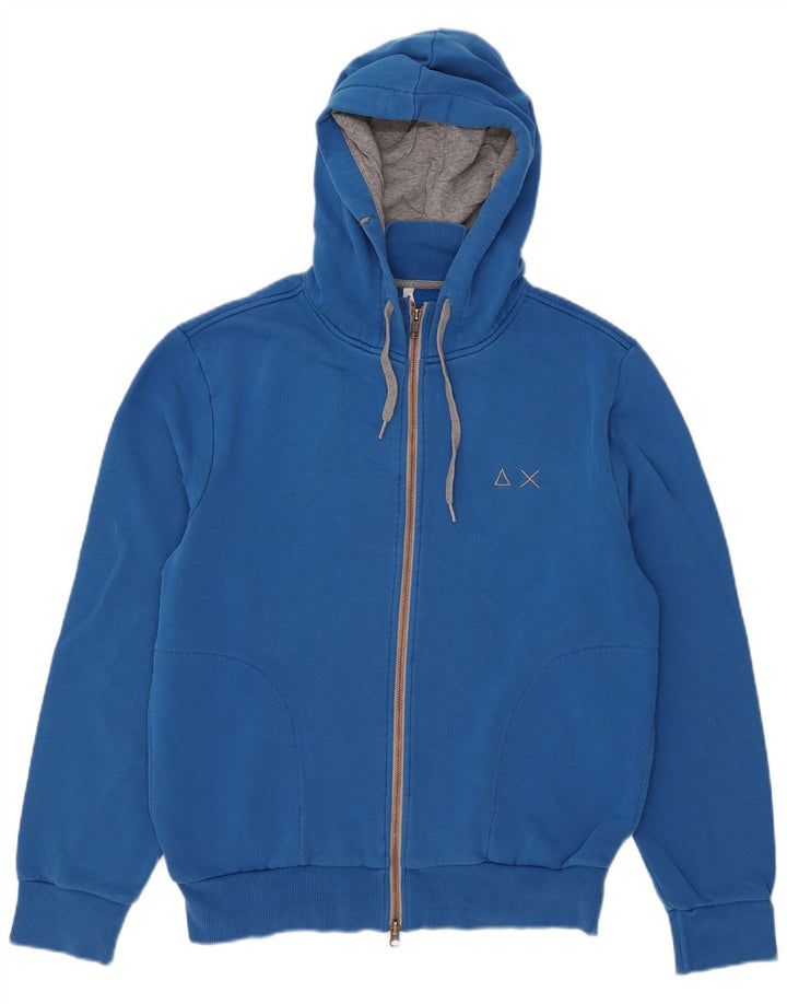 Sun68 Herren-Kapuzenpullover mit Reißverschluss, groß, aus blauer Baumwolle
