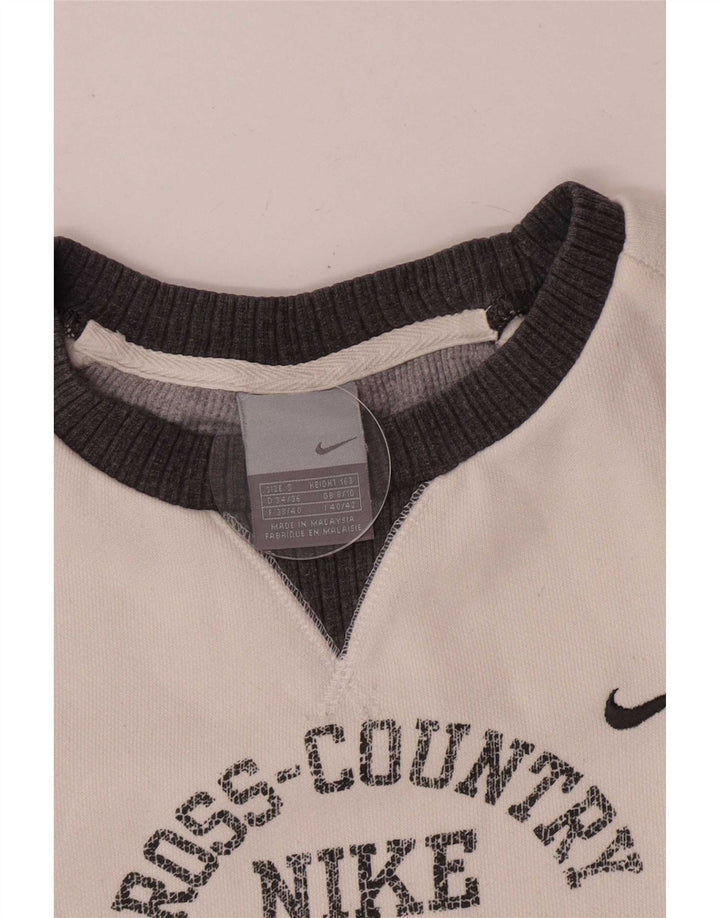 Nike Womens Graphic Sweatshirt Pullover UK 8/10 Small Weiß Farbblock
