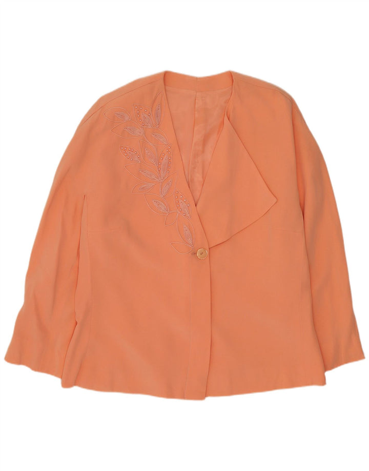Vintage Damen 1 Knopf Blazer Jacke UK 16 Groß Orange