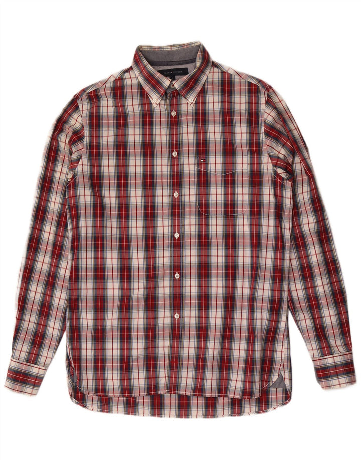 Tommy Hilfiger Herren-Hemd mit individueller Passform, klein, rot kariert, Baumwolle