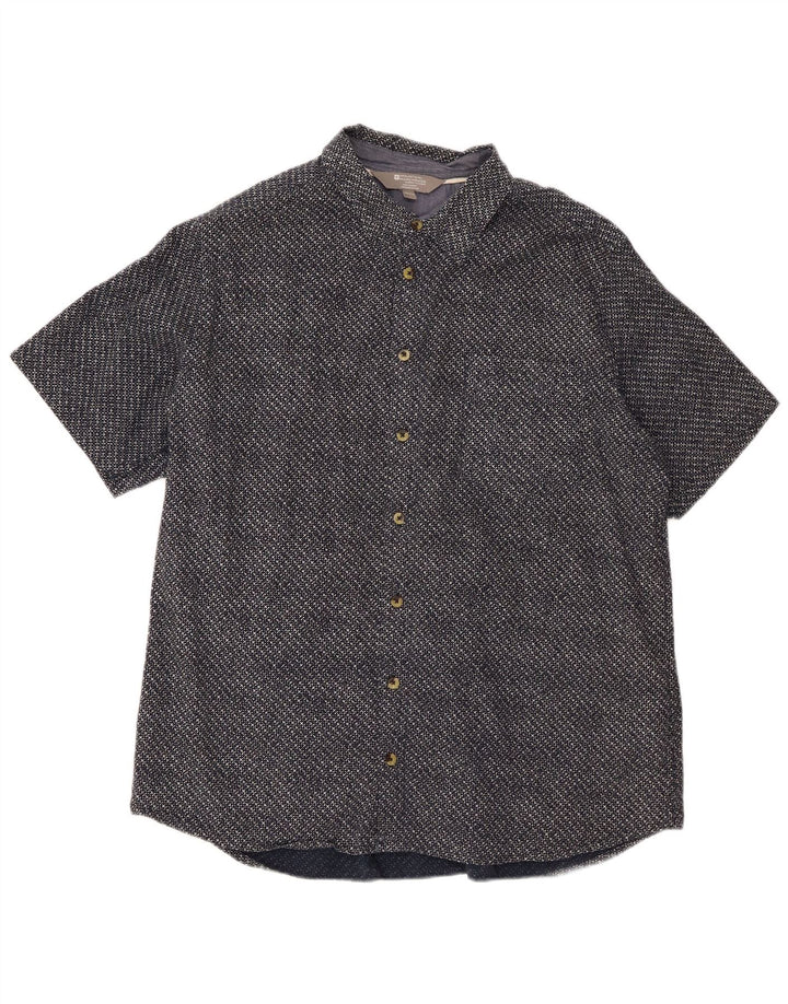 Mountain Warehouse Herren-Kurzarmhemd 2XL aus marineblauer Gingham-Baumwolle