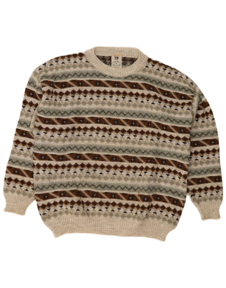 Vintage Herren Pullover mit Rundhalsausschnitt, mittelgroß, mehrfarbig, geometrisch