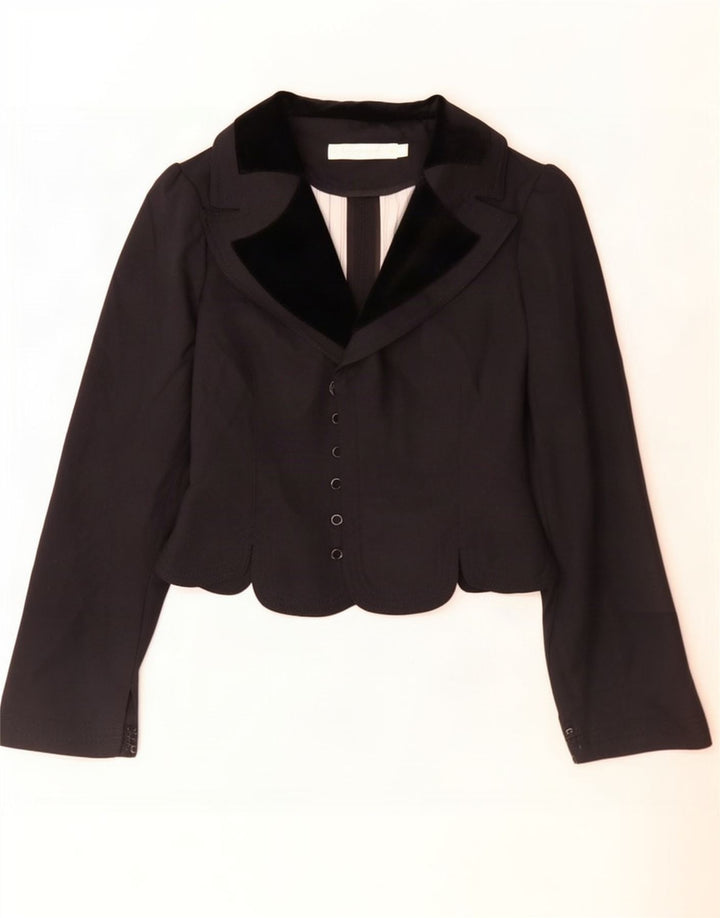 All Saints Damen-Blazerjacke, UK 12, Mittelschwarz, Colourblock-Wolle