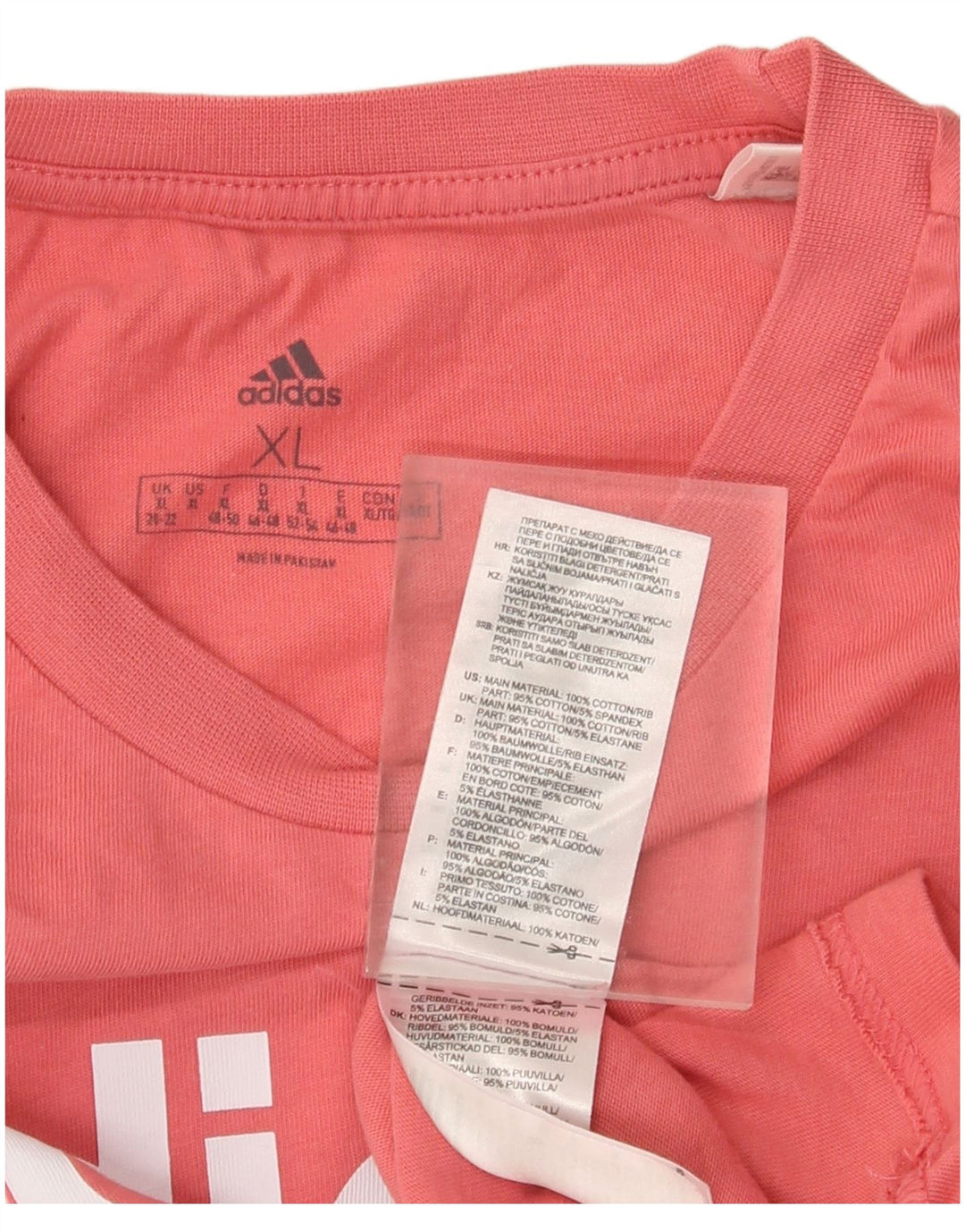 ADIDAS Damen Grafik T-Shirt Top UK 20/22 XL Rosa Baumwolle