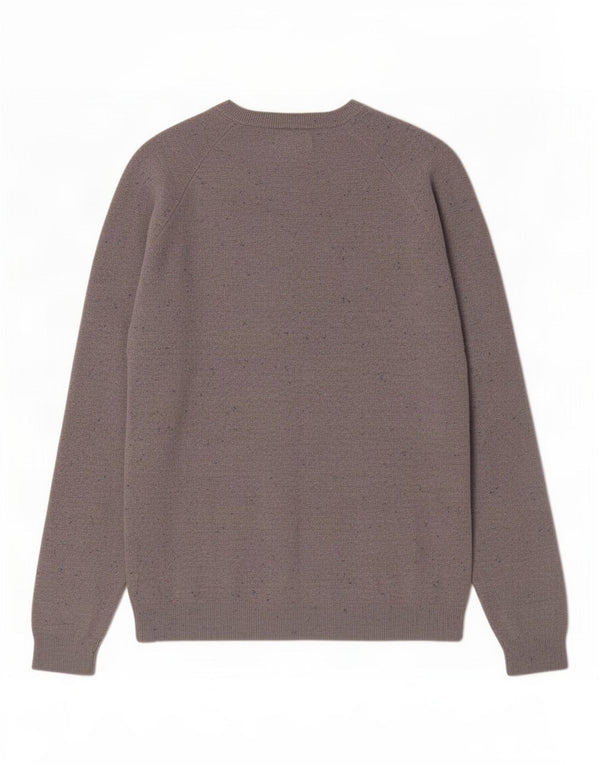 Zara Mens Boat Neck Jumper Sweater Medium Grey Flecked Cotton