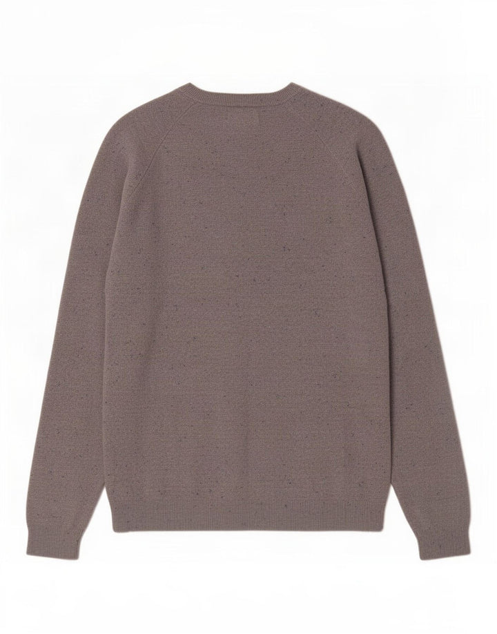 Zara Herren-Pullover mit U-Boot-Ausschnitt, mittelgrau gefleckte Baumwolle