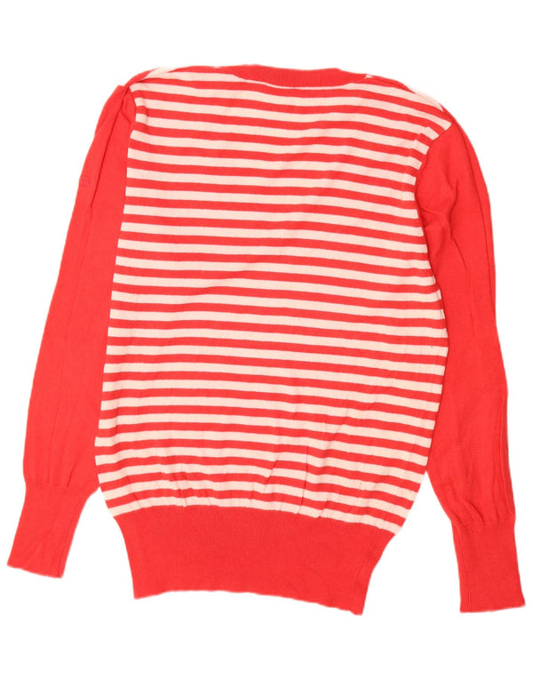 Sergio Tacchini Damen-Pullover mit V-Ausschnitt, UK 20 2XL, rot gestreifte Baumwolle