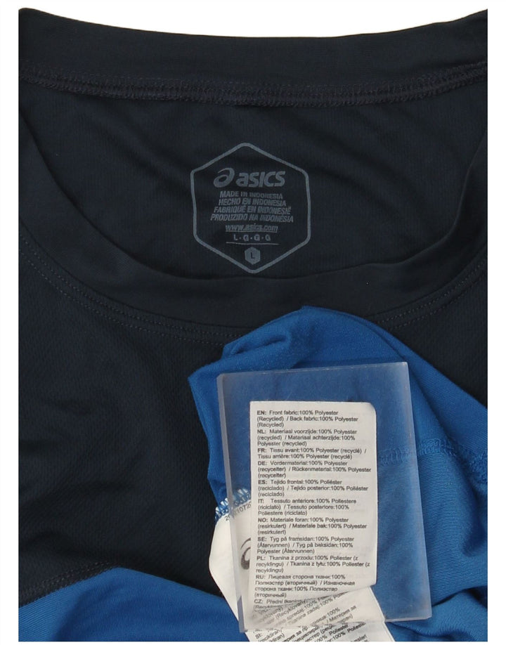 Asics Herren T-Shirt Top Large Blau Colourblock Polyester