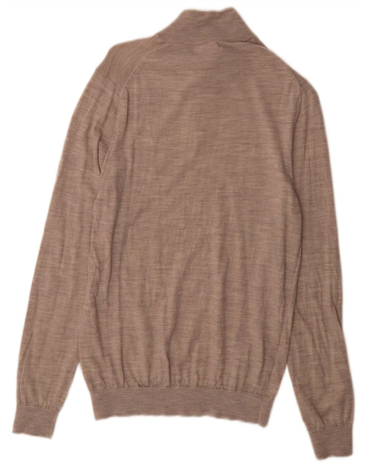Reiss Herren-Pullover mit Reißverschluss am Hals, große grau gesprenkelte Wolle