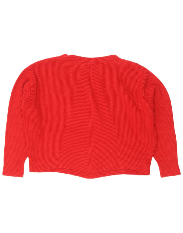 Zara Damen-Pullover, übergroß, Rundhalsausschnitt, Gr. 10, Größe S, rote Viskose
