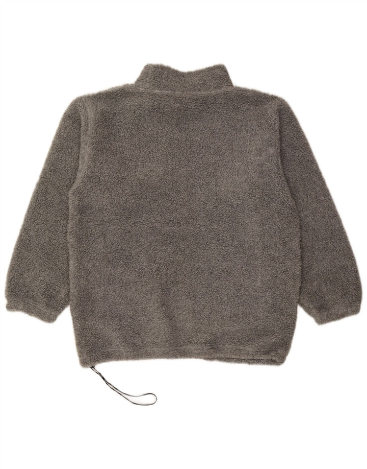 Vintage Herren Fleecepullover Mittelgrau Geometrisch