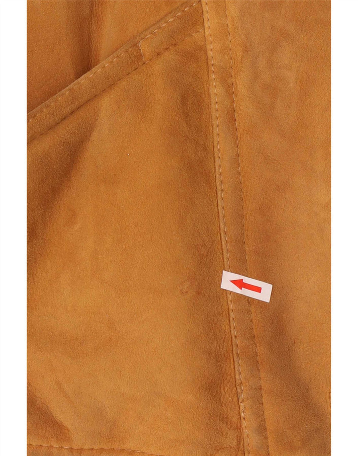 Vintage Damen Übergroße Lammfelljacke IT 42 Mittelbrauner Farbblock