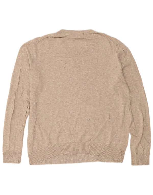 Jack & Jones Herren-Pullover mit Rundhalsausschnitt, groß, beige gesprenkelte Baumwolle