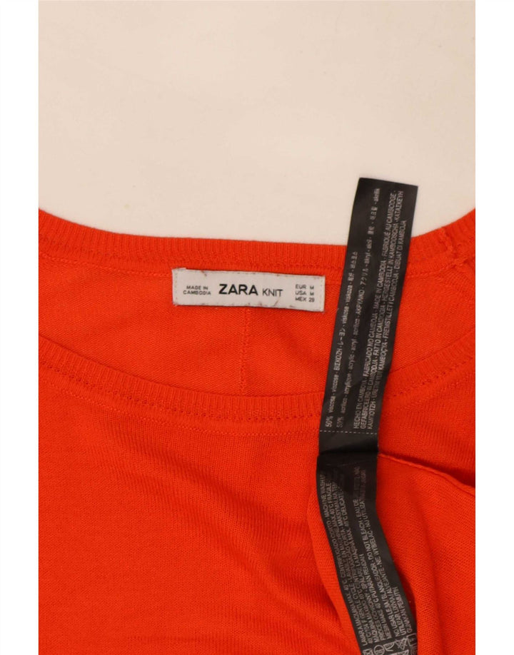 Zara Damen-Pullover mit U-Boot-Ausschnitt, Gr. 14, mittelorange Viskose