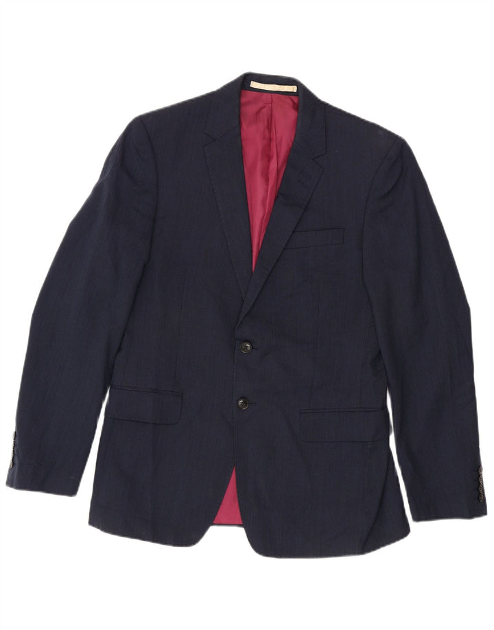 Marks & Spencer Herren-Blazer mit 2 Knöpfen, UK 38, mittelmarineblaue Wolle