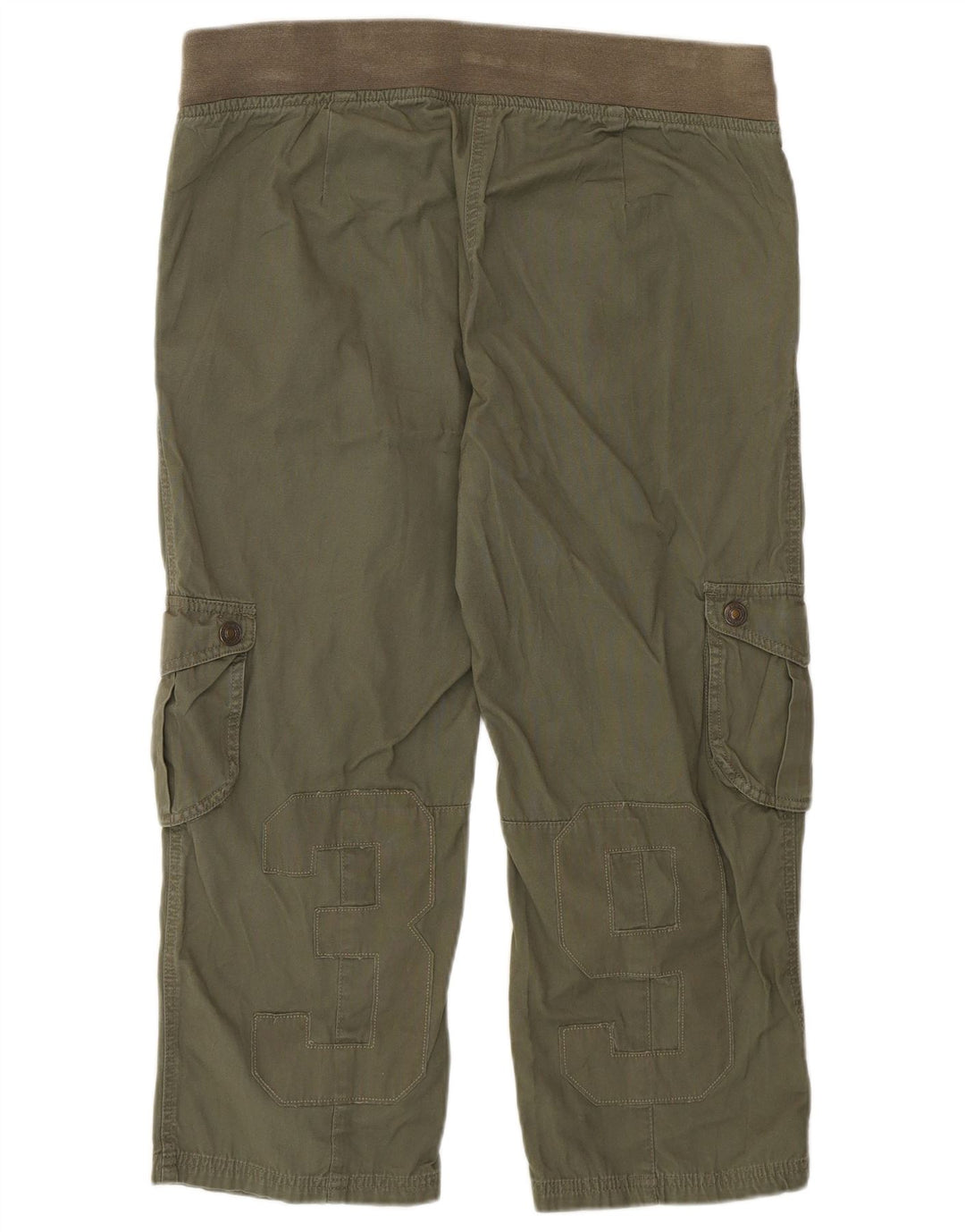 Benetton Damen-Cargo-Caprihose mit Grafik, W36, L22, Khaki