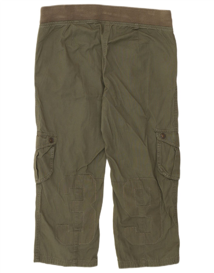 Benetton Damen-Cargo-Caprihose mit Grafik, W36, L22, Khaki