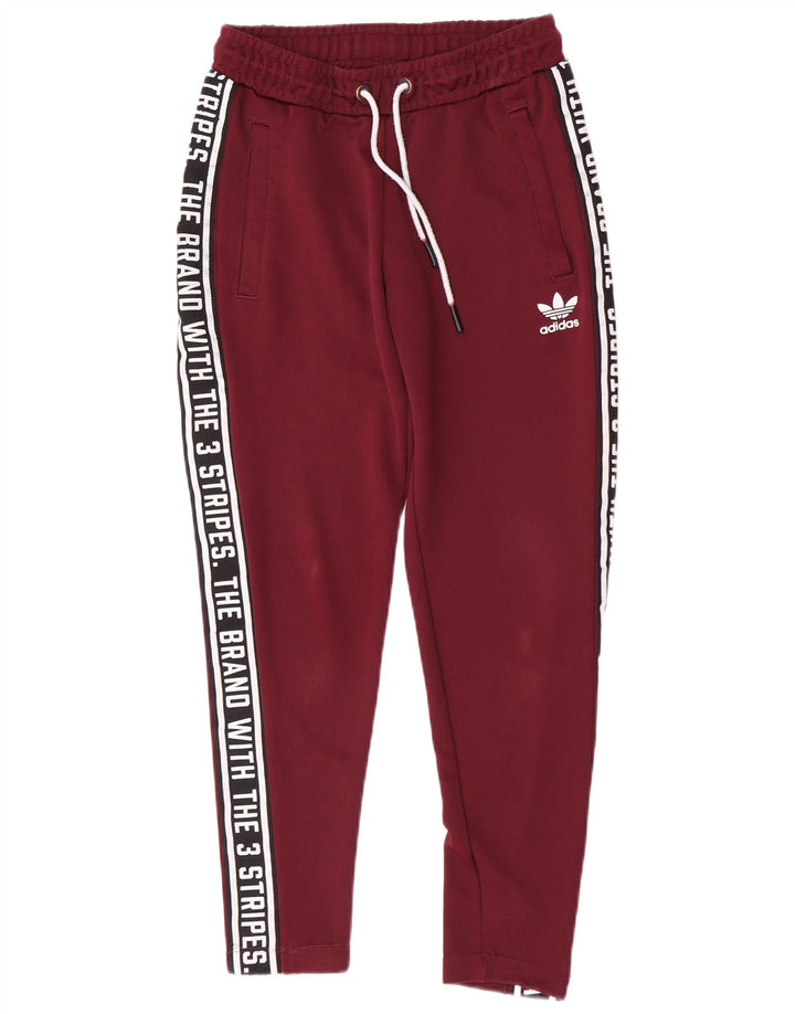 Adidas Damen-Trainingshose mit Grafik, Gr. 8, klein, Burgunderrot, Polyester