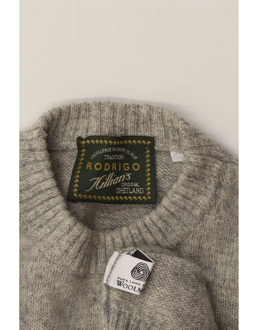 Rodrigo Herren-Pullover mit Rundhalsausschnitt, IT 52, große graue Wolle
